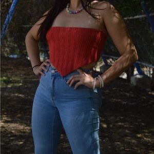 Strapless shirt crop